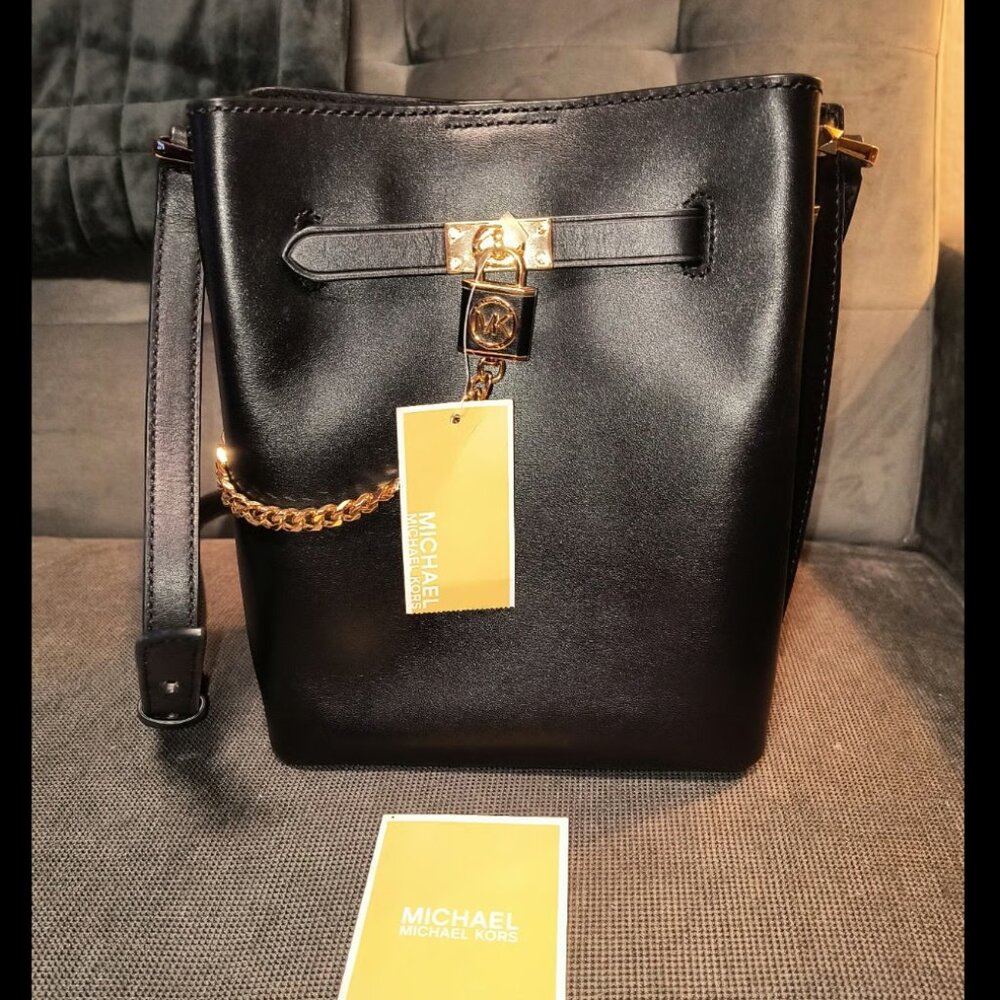 NWT Michael Kors Black Hamilton Legacy Medium Messenger/Crossbody Purse - Picture 2 of 12